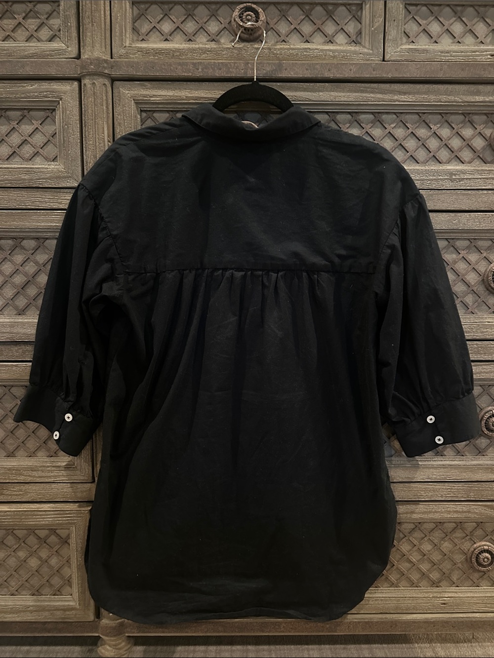 Anthropologie Maeve Black Button-Front 3/4-Sleeve Blouse - Picture 3 of 3